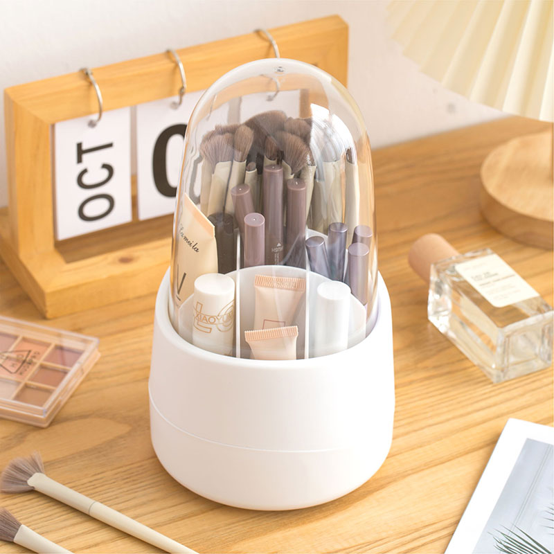 桌面360°旋转化妆刷收纳盒