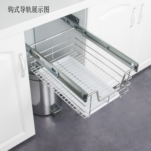 304不锈钢厨房蔬菜水果拉篮抽屉开放式400橱柜450单层调味篮500柜