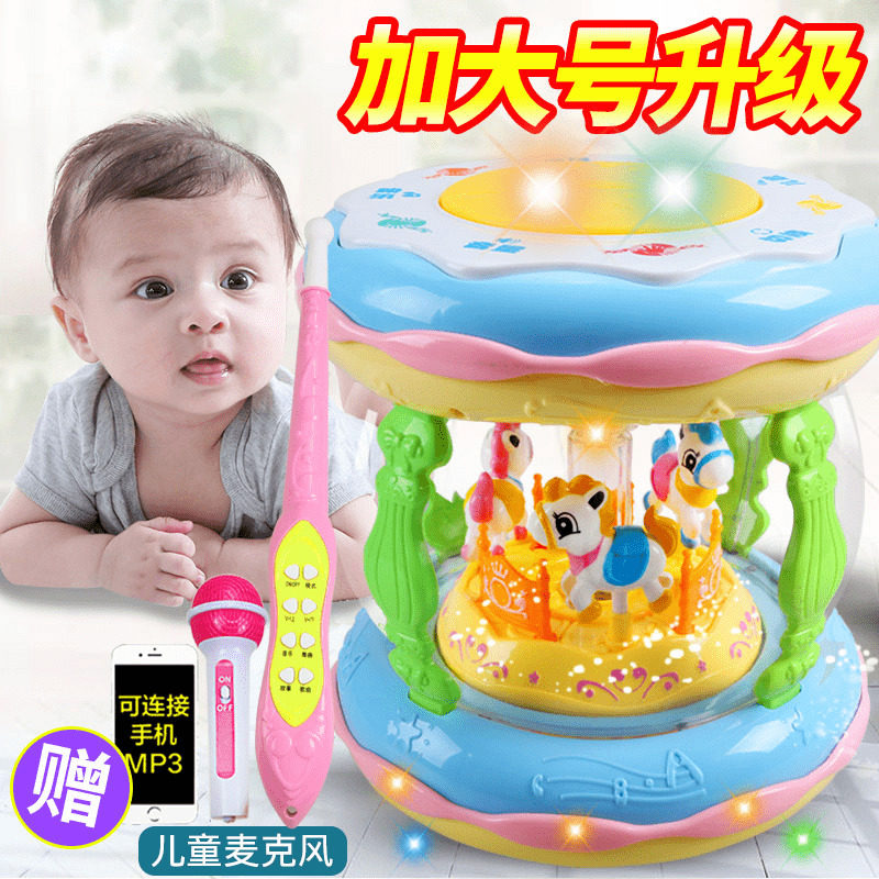 宝宝手拍鼓儿童充电早教益智旋转木马婴儿拍拍鼓0-1岁3音乐鼓玩具在类目 玩具/童车/益智/积木/模型, 音乐玩具/儿童乐器, 电动手拍鼓中 - 来自Buy2taobao.com提供专业的淘宝代购服务