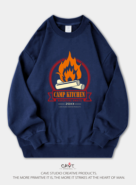 衫国演义CAVE男女通码350克全棉毛圈圆领卫衣kitchen野炊