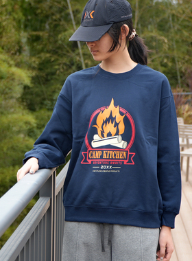 衫国演义CAVE男女通码350克全棉毛圈圆领卫衣kitchen野炊