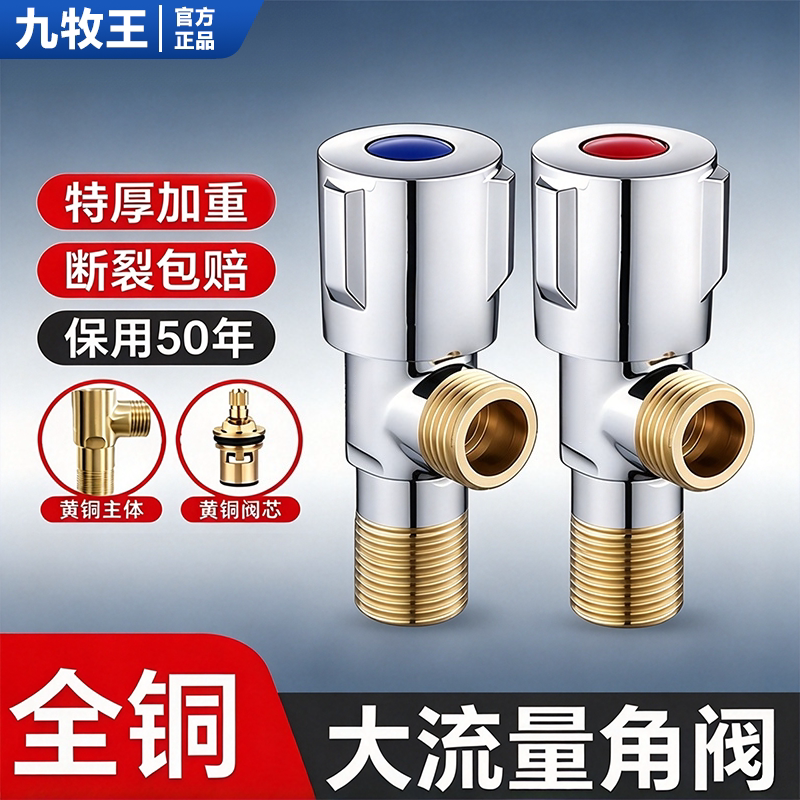 纯铜三角阀全铜加厚角阀马桶热水器家用开关止水阀冷热水4分通用