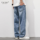男宽松直筒2026新款 休闲长裤 阔腿拖地裤 春季 子 男士 雅仓浅色牛仔裤