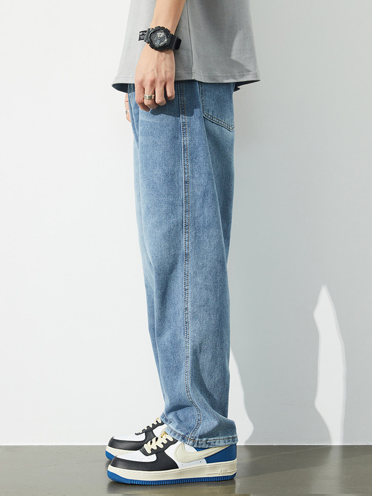 浅色牛仔裤男宽松直筒2025秋季新款男款浅蓝薄款长裤男士休闲裤子