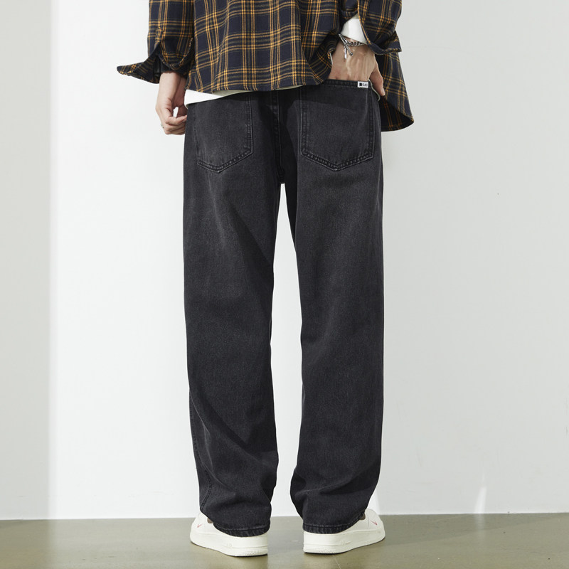 雅仓秋季黑灰牛仔裤男宽松直筒2025新款阔腿男士休闲垂感百搭长裤,男装,牛仔裤,淘宝优惠券,粉丝福利购,淘宝优惠卷
