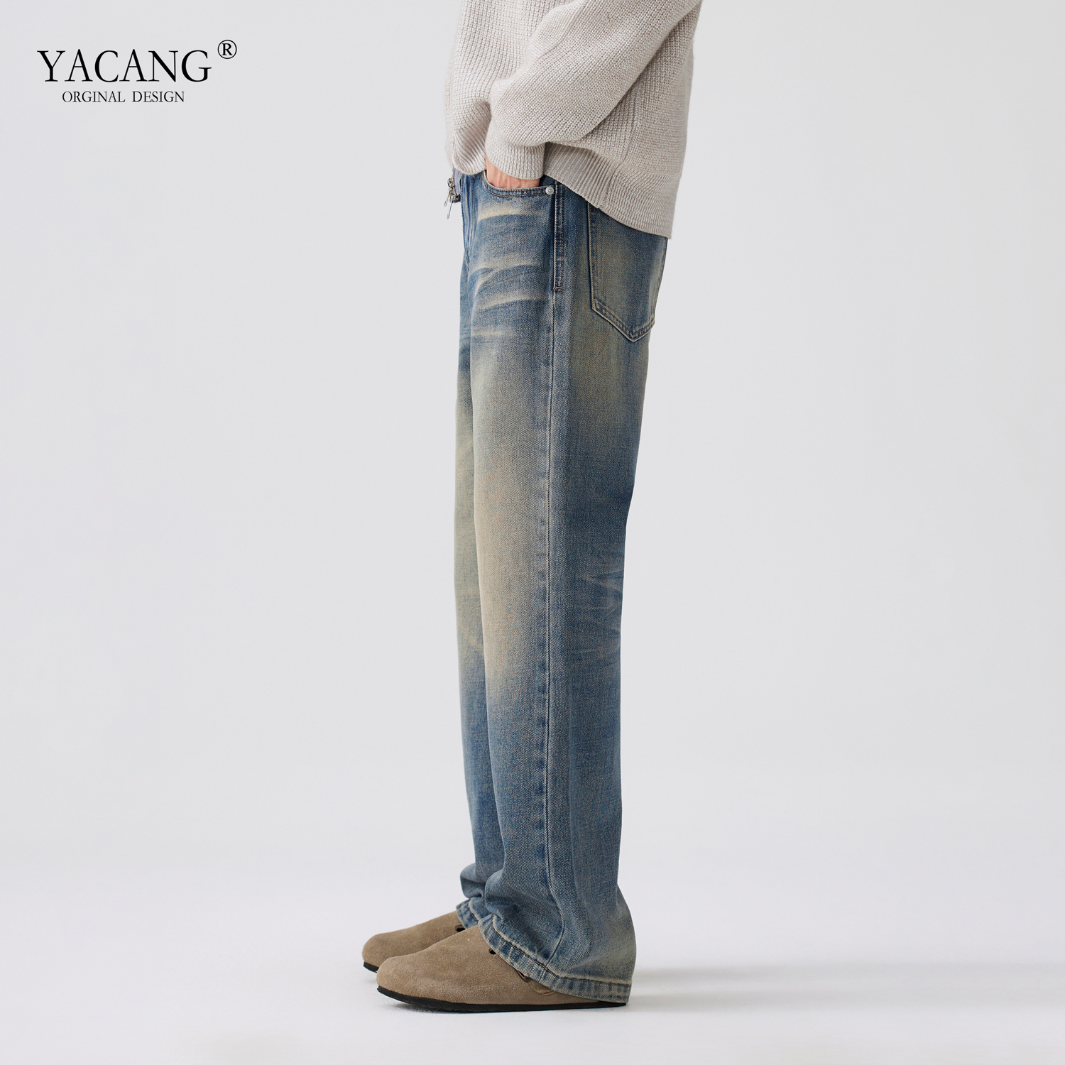 怀旧微喇宽松秋季牛仔裤