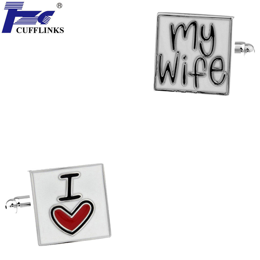 발렌타인 선물 나는 아내를 사랑합니다 스퀘어 웨딩 웨딩 신랑의 커프스 단추 커프스 단추 남성용 커프스 단추