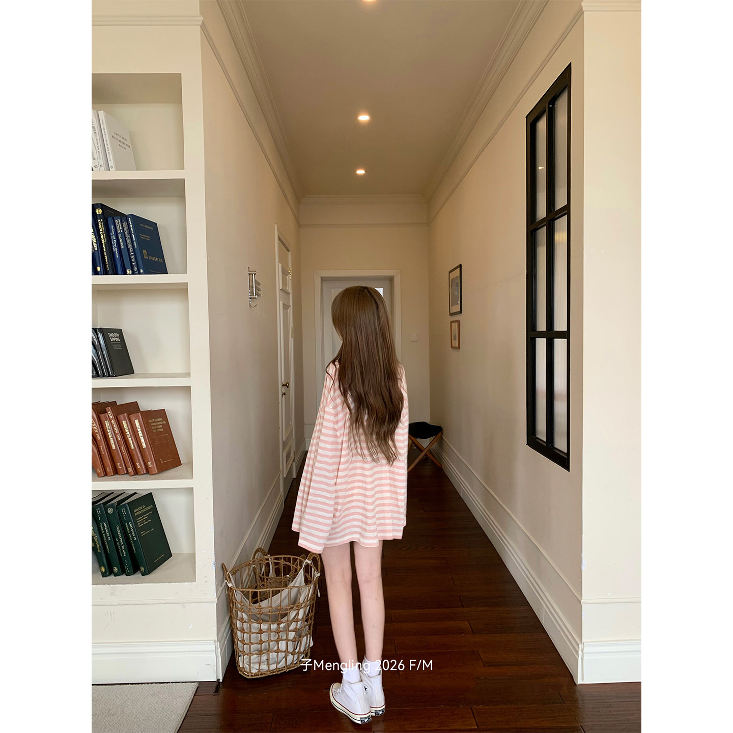 子Mengling 淡人韩女 慵懒松弛感条纹长袖开衫秋薄款外套防晒上衣图片