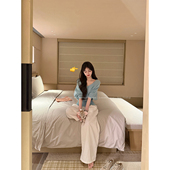 松弛百搭清新上衣 湖绿色V领针织衫 Mengling梦玲 初春来信