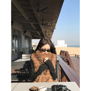 Mengling梦玲 霜华映月 琥珀真毛车条狐狸毛百搭休闲贵气皮草马甲