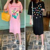 连衣裙长款 潮辣妈个性 短袖 孕妇装 夏天裙子 t恤裙2026夏款 孕妇夏装