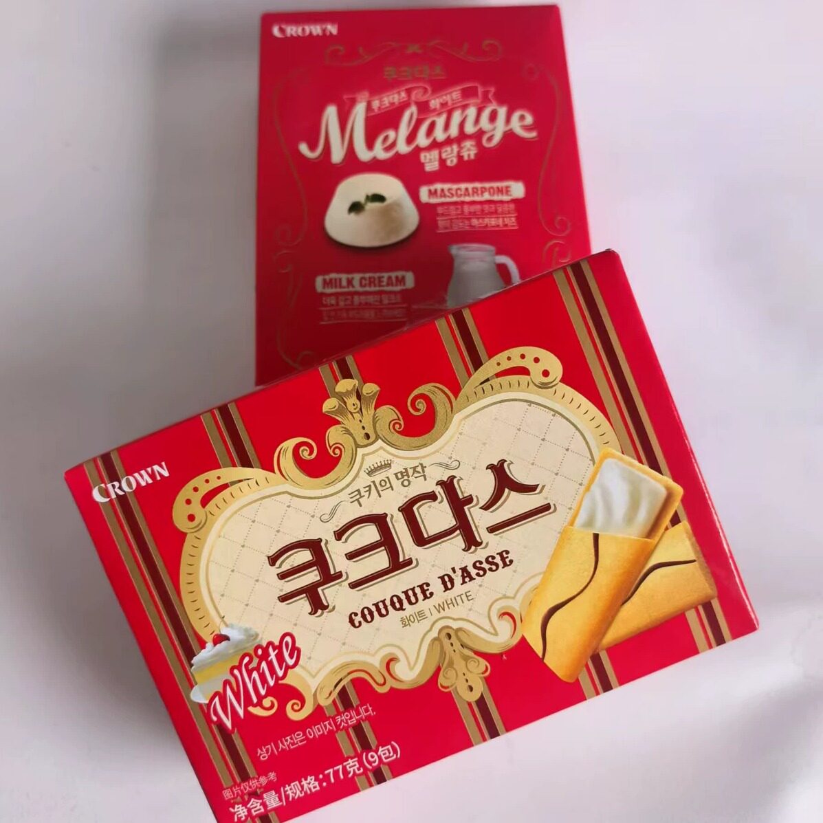 韩国韩剧同款进口CROWN克丽安夹心饼干奶油饼干咖啡零食小吃