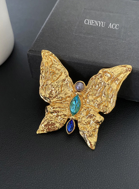 TOP版 欧美中古蝴蝶造型胸针女复古18K金vintage高档精致时尚别针