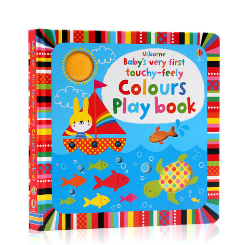 进口英文原版正版 Usborne出品 Baby's Very First Touchy-Feely Colours Playbook宝宝的触摸书  认识颜色绘本洞洞书触摸书