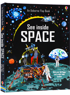 进口英文原版正版 绘本 Usborne See inside Space 太空百科科普 飞船星空黑洞 探秘太空宇宙 Katie Davies 纸板翻翻书