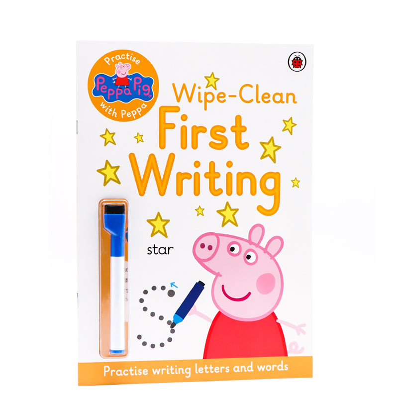 进口英文原版 Peppa Pig Practise with Peppa Wipe-Clean First Writing 粉红猪小妹 小猪佩奇 带刷刷笔 可重复擦写
