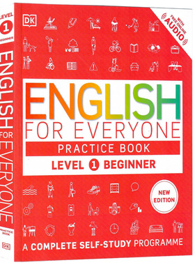 进口英文原版正版L1入门级教程练习册带音频English for Everyone Level1 Beginner Practice Book自学教材雅思托福用书