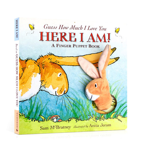 猜猜我有多爱你手指偶书 英文原版绘本 Guess How Much I Love You：Here I Am! A Finger Puppet Book 幼儿童英语启蒙纸板书