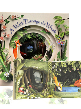 穿过丛林立体书 A Walk Through the Woods英文原版绘本 精装  获奖名家绘本 剪纸立体书 精美纸雕书 Louise Greig