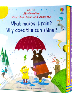 Usborne英文原版绘本 What makes it rain 雨水如何形成 Why Does the Sun Shine为什么太阳会发光 儿童启蒙科普纸板翻翻书2册盒装