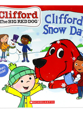大红狗克里弗系列之克利福德的雪天 英文原版 Clifford The Big Red Dog Clifford's Snow Day  附贴纸 宝宝早教启蒙绘本图画书