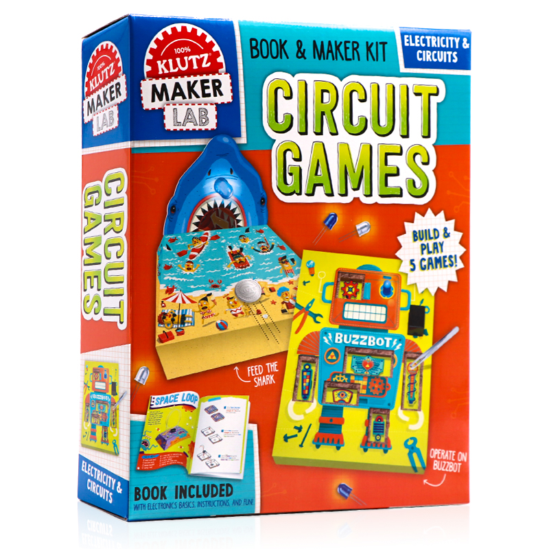 进口英文原版 Klutz Circuit Games 学乐儿童电路套装游戏书 实验小游戏小学STEM辅导用书附配件培养少儿动手能力手工操作创意书籍