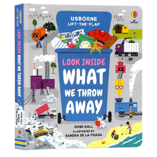 Usborne出品看里面系列我们扔掉了什么 英文原版绘本 Look Inside What We Throw Away 儿童英语启蒙纸板翻翻书 垃圾是如何处理的