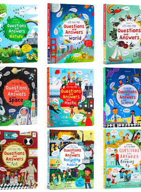 Usborne Questions and Answers问与答儿童启蒙读物 你问我答科学立体翻翻书动物自然 恐龙 时间 食物英文原版科普翻翻书精装大开