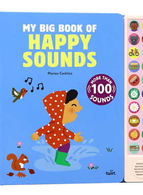 现货 我的快乐声音书 My Big Book of Happy Sounds 英文原版绘本  儿童趣味亲子互动精装大开纸板发声书20个按钮Marion Cocklico