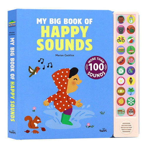 现货 我的快乐声音书 My Big Book of Happy Sounds 英文原版绘本  儿童趣味亲子互动精装大开纸板发声书20个按钮Marion Cocklico