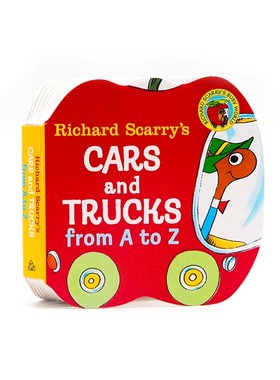英文原版 Richard Scarry's Cars and Trucks from A to Z 幼儿童字母入门从A到Z 手掌口袋书小小纸板书 斯凯瑞 英语读物启蒙认知
