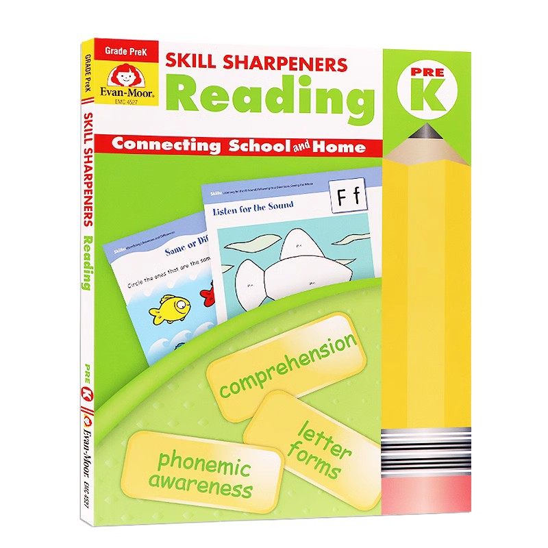 阅读技能铅笔刀系列幼儿园中班Skill Sharpeners Reading, Grade preK 英文原版 美国加州教辅教材 小学生能力提高练习册