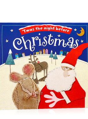 英文原版绘本圣诞前夜 'Twas the Night Before Christmas  圣诞节主题亲子共读节日启蒙认知儿童图画书平装 手工缝制插图 平安夜