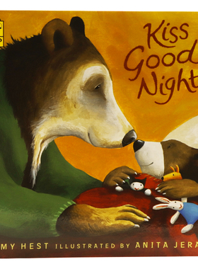 吻晚安 英文原版绘本 Kiss Good Night 儿童英语启蒙认知早教亲子图画书 作者Amy Hest 进口英语原版平装书籍