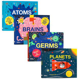 Germs病菌 Planets星球 John Brains大脑 Devolle 全彩插画 英文原版 儿童科普知识启蒙图画书 小脑袋大科学儿童绘本4册 Atoms原子