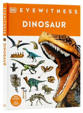 DK出品 目击者系列 恐龙 英文原版 Eyewitness Dinosaur 儿童史前生物科普书 沉浸式视觉体验 高清图附赠挂图 小学生课外读物 精装