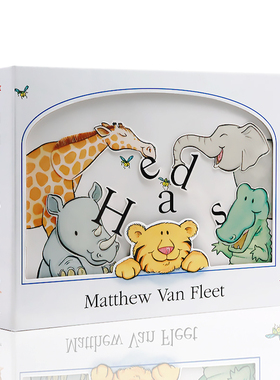 Heads 抽拉机关操作书游戏书 matthew van fleet 进口英文原版绘本 精装大开翻翻书纸板玩具书儿童趣味启蒙认知系列英语图画书