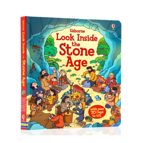 Usborne看里面系列翻翻书 走进石器时代 英文原版绘本 Look Inside the Stone Age立体书早教书翻翻书科普科学知识英语绘本故事书