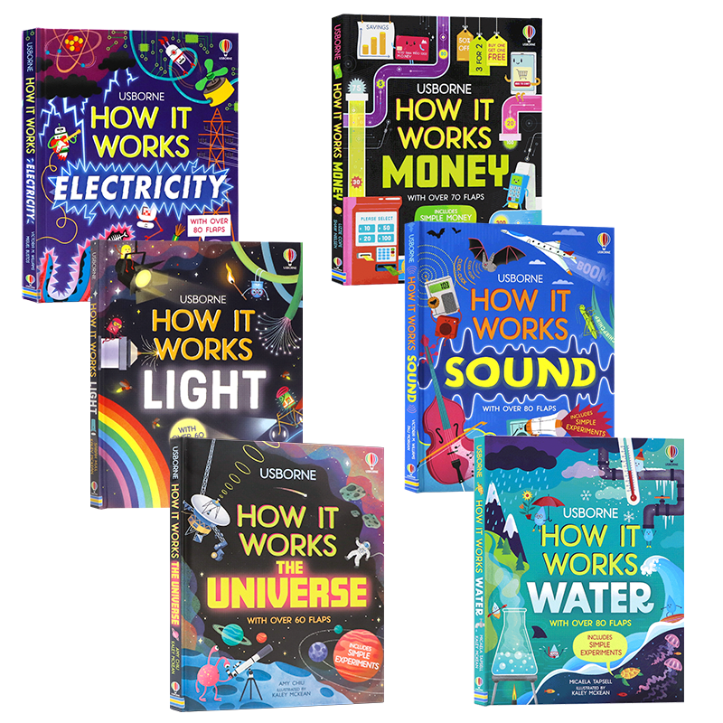 Usborne 电光的工作原理声音是如何传播的金钱是如何运转的6册 英文原版 How It Works Electricity/light/Sound/Money 纸板翻翻书