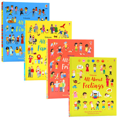 进口英文原版 Usborne出品 All About Feelings/Families/Friends/Diversity4册合售 儿童交友情绪表达情商培养家庭启蒙图画书