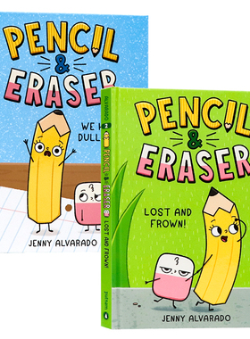 桥梁漫画 铅笔与橡皮刷2册 英文原版绘本 Pencil and Eraser Lost and Frown/We Have a Dull-Emma 儿童英语课外趣味读物 幽默插画
