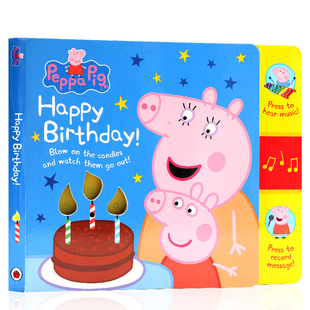 Birthday Recordable 绘本 Peppa Happy 儿童启蒙纸板图画书礼物书 Pig 英文原版 Pig小猪佩奇生日发声书 Mummy 粉红猪小妹生日书