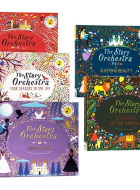 进口英文原版 The Story Orchestra 故事管弦乐队5册  睡美人 天鹅湖 柴可夫斯基音乐故事发声书  古典音乐布封精装收藏版