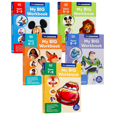 DK出版迪士尼学习大手册5册英文原版 Disney Learning Big Workbook Ages3-9岁 幼儿园至小学阶段英语能力提高练习册教材教辅平装