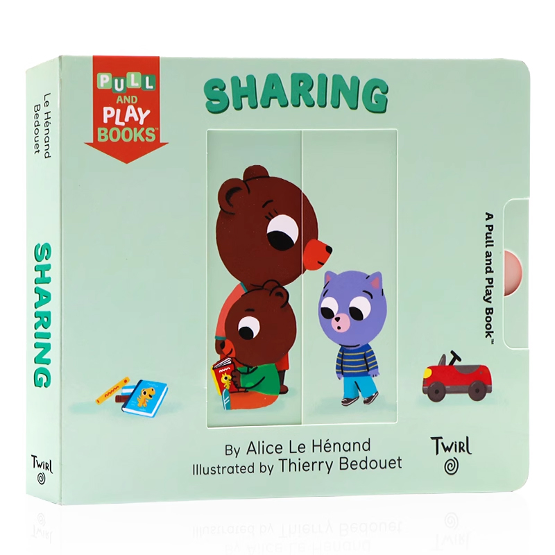 抽拉玩机关操作书 学会分享 英文原版绘本 Pull and Play Sharing 儿童生活习惯养成抽拉机关纸板书 幼儿友谊成长认知启蒙情商培养