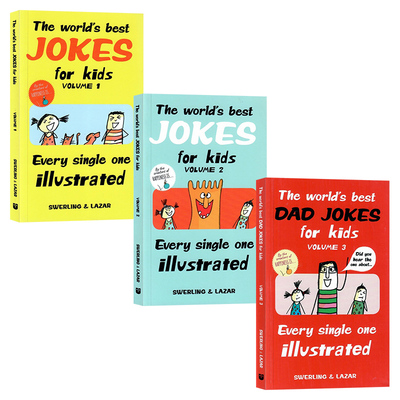 很好笑的笑话1-3册英文原版 The Worlds Best Jokes for Kids Vol 1-3 脑筋急转弯全家一起笑哈哈的宝藏喜剧书儿童插图幽默笑话书