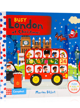 Busy系列 圣诞节繁忙的伦敦Busy London at Christmas英文原版绘本低幼英语启蒙早教机关操作纸板游戏书锻炼手指灵活Campbell出品