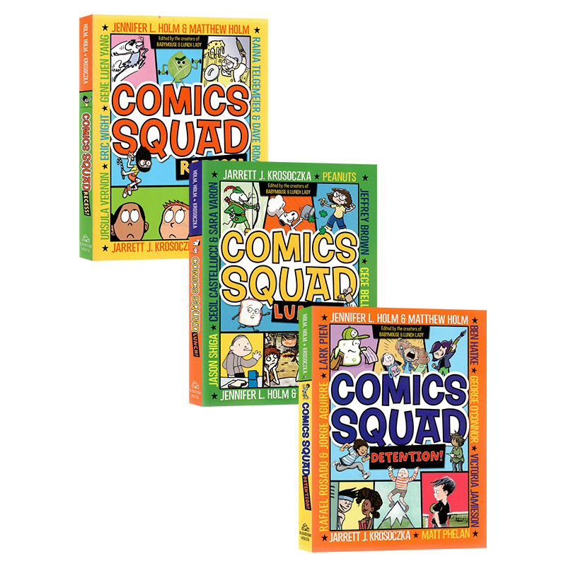 Comics Squad 1-3 漫画选集3册套装英文原版绘本 Recess Lunch Detention全彩幽默爆笑漫画小说纽伯瑞奖作家Jen进口英语原版书籍 书籍/杂志/报纸 儿童读物原版书 原图主图