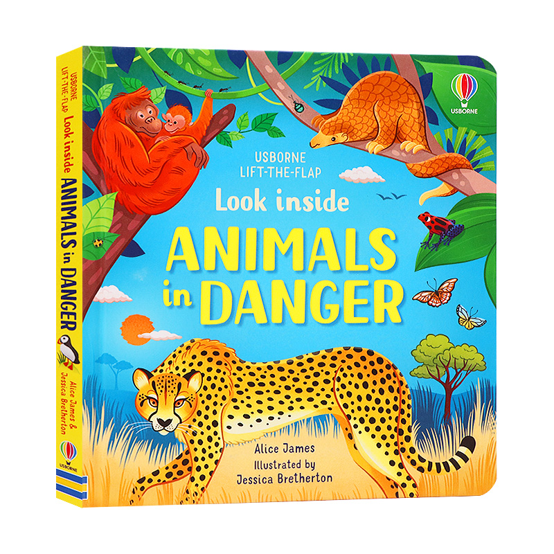 Usborne看里面揭秘系列 濒危动物 英文原版绘本 Look inside Animals in Danger 儿童启蒙英语纸板翻翻图画书 科普百科书 尤斯伯恩