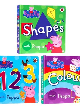 Peppa Pig 123/Colours/Shapes 小猪佩奇启蒙认知绘本3册纸板书 英文原版绘本 跟小猪佩奇一起学字母数字颜色形状 粉红猪小妹